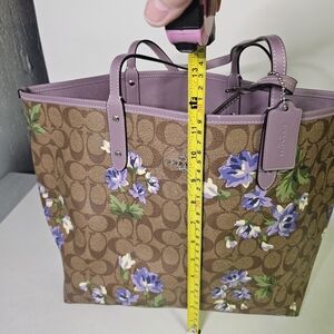 Coach Brown and Purple Floral Tote